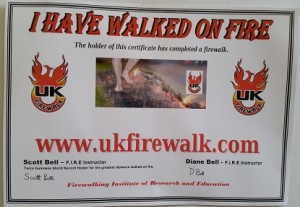 central surrey fire walk charity certificate 